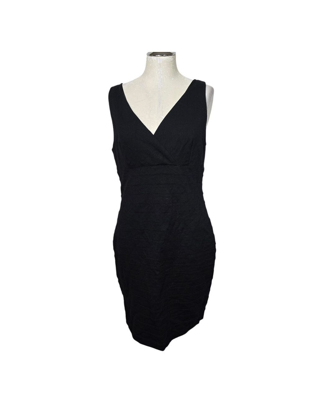 Express V Neck Sleeveless Black Back Zip Dress L
